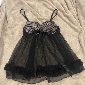 Victoria's Secret 34B Zebra Push Up Lace Tie Babydoll Bra Top Sexy Little Things